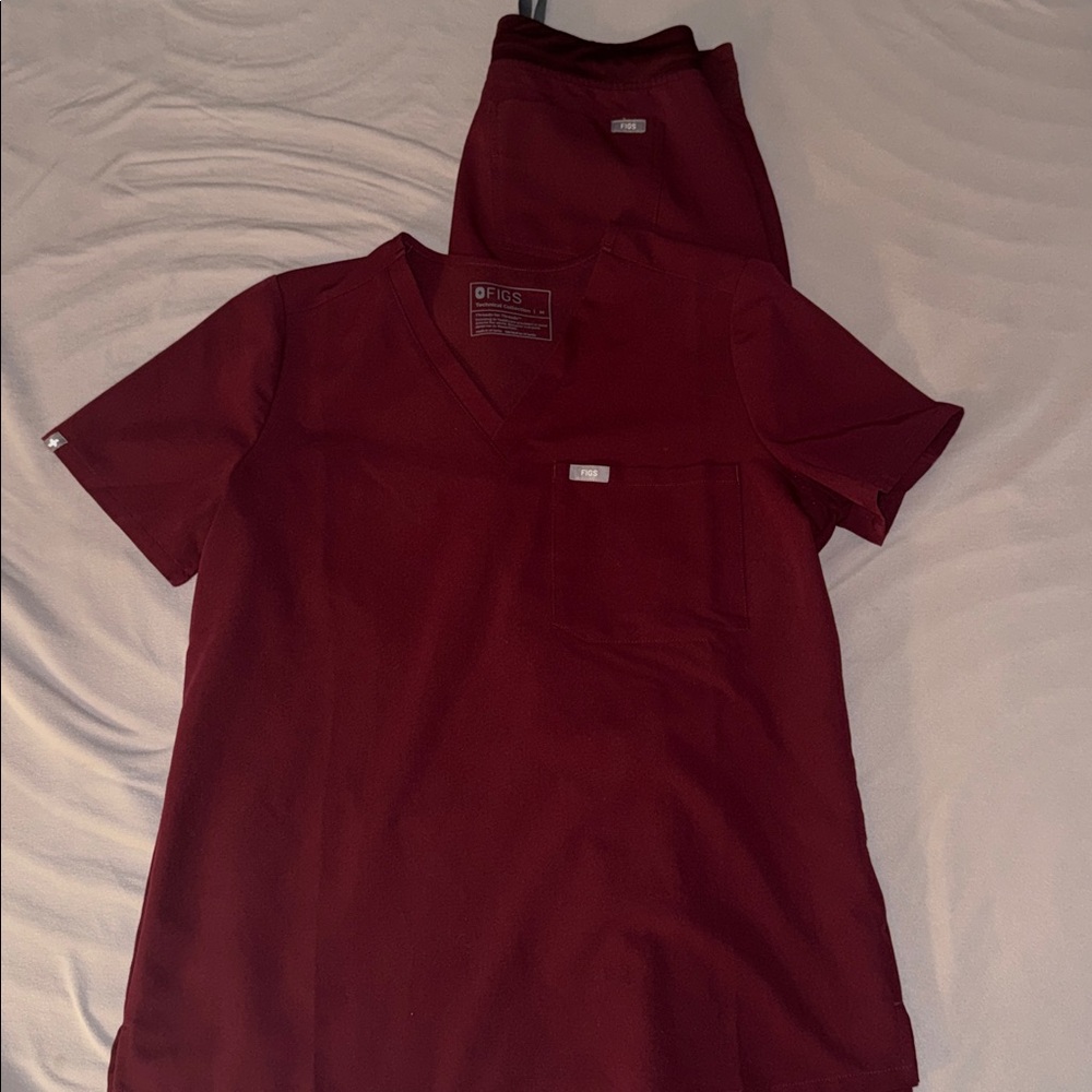 Figs Scrub Set in Burgundy